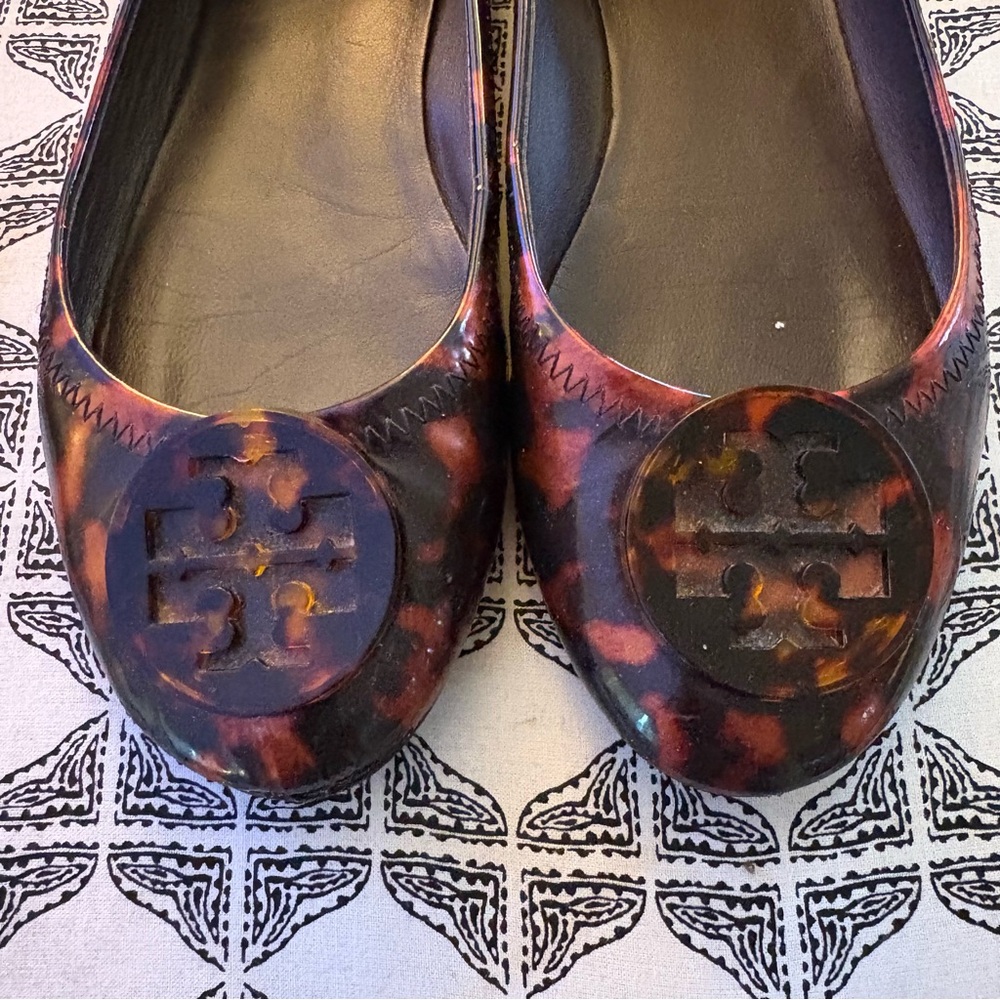 TORY BURCH Reva Tortoise Shell Ballet Flats size 7.5 - Picture 9 of 11